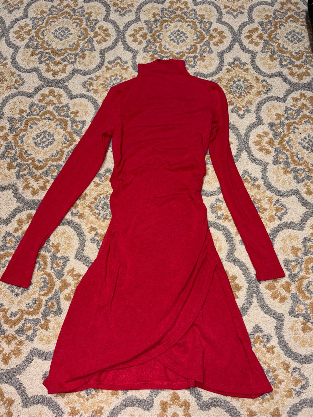 OGL red mock neck mini dress